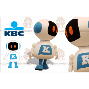 Kæmpe hvid og blå robot BIGGYMONKEY™ maskot kostume.