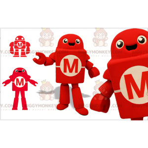 Costume de mascotte BIGGYMONKEY™ de robot rouge et blanc.