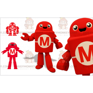 Rot-weißes Roboter-BIGGYMONKEY™-Maskottchen-Kostüm. Neue