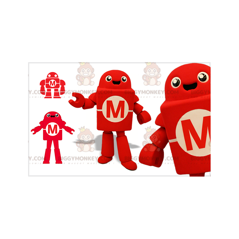 Costume mascotte BIGGYMONKEY™ robot rosso e bianco. Nuova