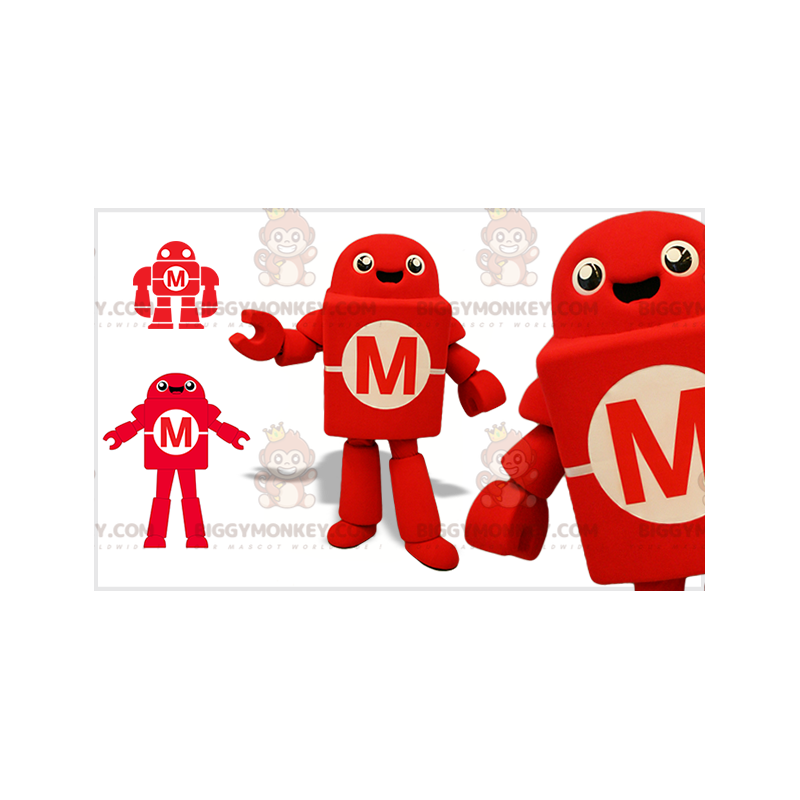 Rød og hvid robot BIGGYMONKEY™ maskotkostume. Ny teknologi -