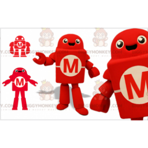 Red and White Robot BIGGYMONKEY™ Mascot Costume. New technology