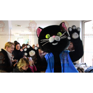 Costume de mascotte BIGGYMONKEY™ de chat noir et rose habillé