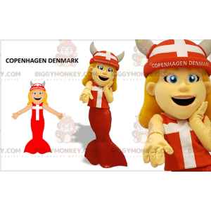 Zeemeermin BIGGYMONKEY™ mascottekostuum met Vikinghelm -