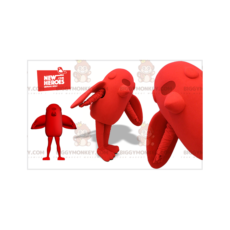 Giant Red Bird BIGGYMONKEY™ maskotkostume. Rødt BIGGYMONKEY™