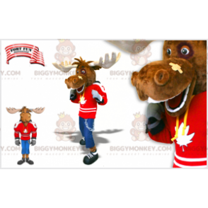 Moose Caribou BIGGYMONKEY™ Mascot Costume with Nose Bandage -