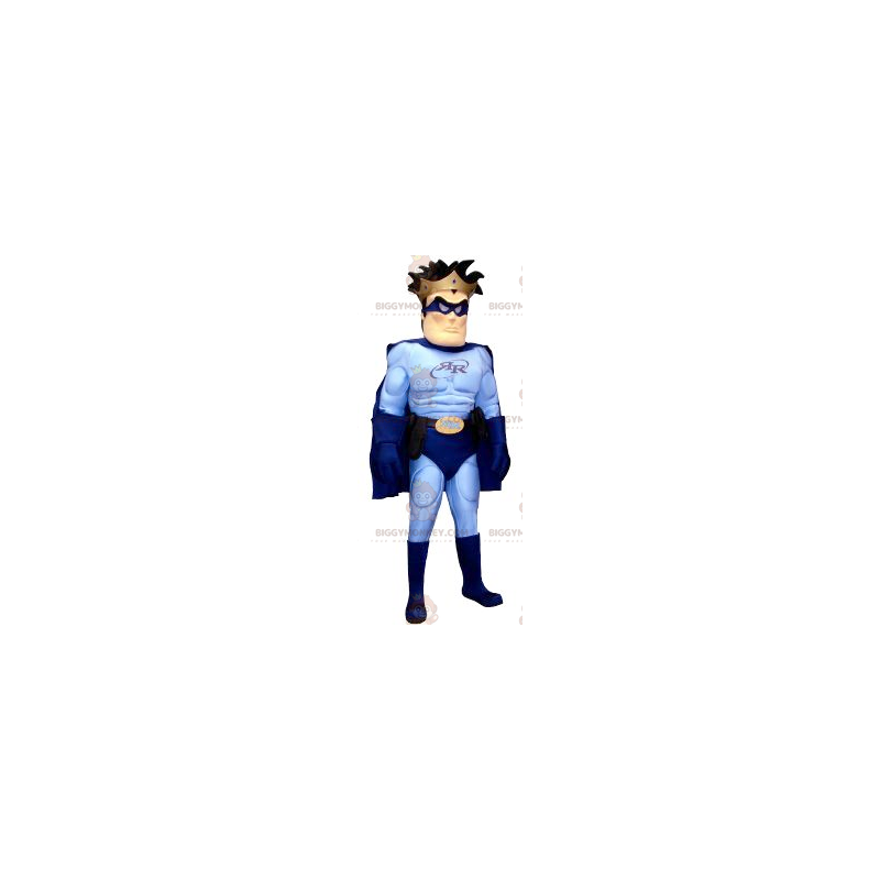 Blue Outfit Superhero BIGGYMONKEY™ Mascot Costume –