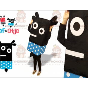 BIGGYMONKEY™ Mascot Costume Black and Blue Snowman Domino with