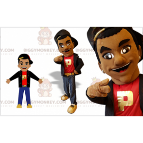 BIGGYMONKEY™ Mascot Costume of Young Mixed Race Man Dressed in