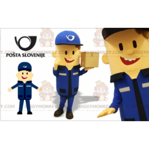 Blue Dressed Postman Deliveryman BIGGYMONKEY™ Mascot Costume -