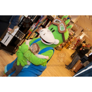 BIGGYMONKEY™ Costume da mascotte Uomo verde con tuta blu -