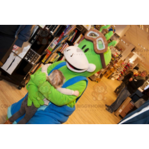 BIGGYMONKEY™ Mascot Costume Green Man With Blue Overalls -