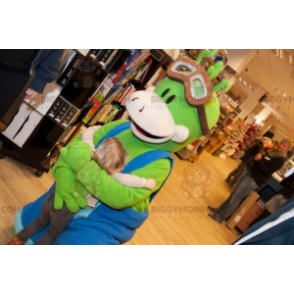 BIGGYMONKEY™ Mascottekostuum Groene man met blauwe overall -