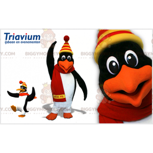 Zwart wit oranje pinguïn BIGGYMONKEY™ mascottekostuum. pinguïn