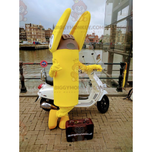 Fantasia de mascote gigante amarela para cabine telefônica