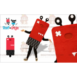 Rot-schwarzer Schneemann BIGGYMONKEY™ Maskottchen-Kostüm.
