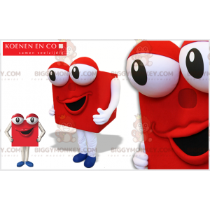 Big Eyes Square Man Red Cube BIGGYMONKEY™ Mascottekostuum -
