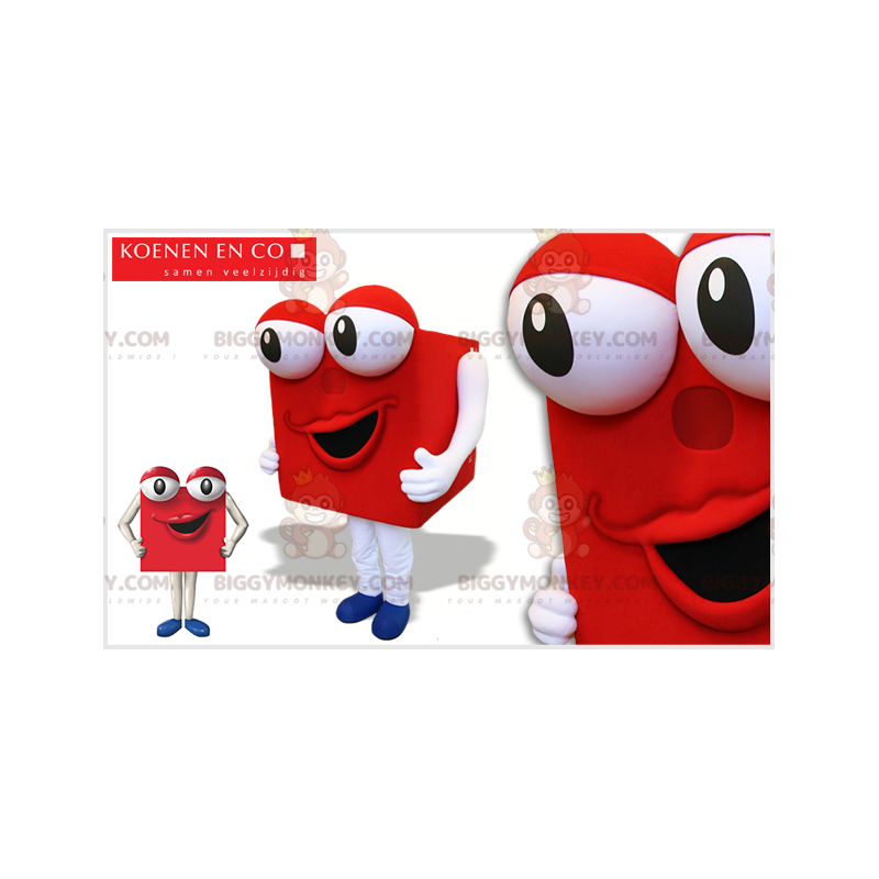 Big Eyes Square Man Red Cube BIGGYMONKEY™ Mascot Costume –