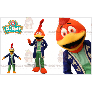Orange Red and Yellow Rooster BIGGYMONKEY™ Mascot Costume. Bird