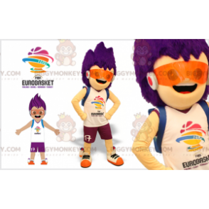 Futuristisk pojke BIGGYMONKEY™ maskotdräkt med lila hår -