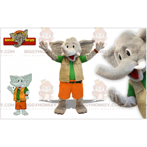 BIGGYMONKEY™ Mascot -asu Harmaa norsu Explorer-asussa -