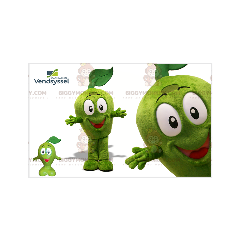 Costume da mascotte BIGGYMONKEY™ mela verde molto sorridente.