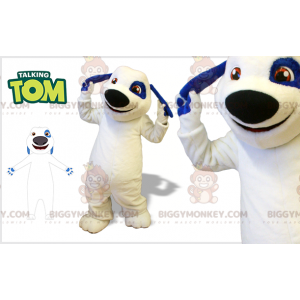 Costume mascotte BIGGYMONKEY™ cane bianco e blu. BIGGYMONKEY™