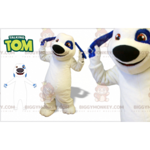 Costume mascotte BIGGYMONKEY™ cane bianco e blu. BIGGYMONKEY™