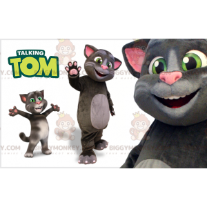 Grijze en roze kat BIGGYMONKEY™ mascottekostuum. Talking Tom