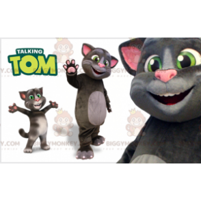 Gray and Pink Cat BIGGYMONKEY™ Mascot Costume. Talking Tom