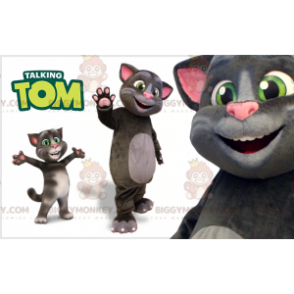 Grijze en roze kat BIGGYMONKEY™ mascottekostuum. Talking Tom