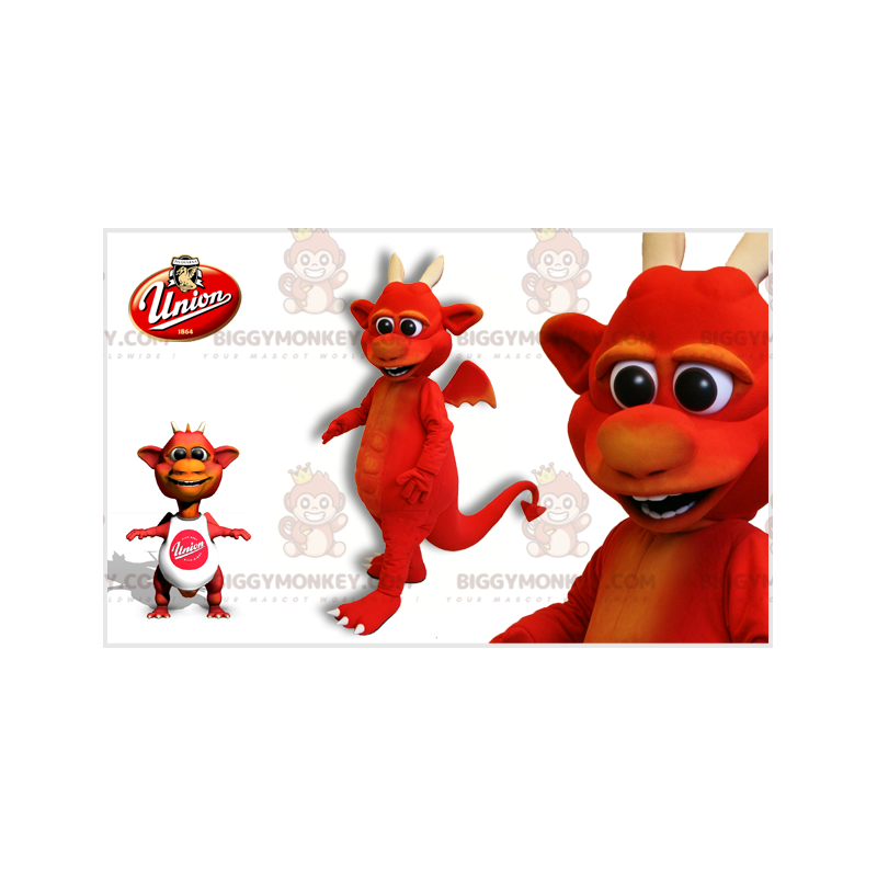 Traje de mascote BIGGYMONKEY™ de diabo vermelho com chifres.