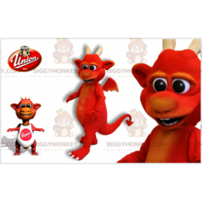 BIGGYMONKEY™ maskotdräkt av röd djävul med horn. Imp