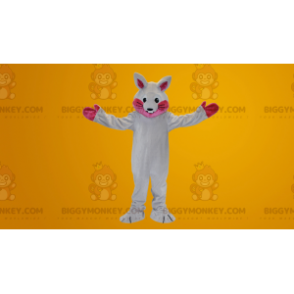 Kostium maskotka biało-różowy królik BIGGYMONKEY™ -