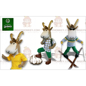 BIGGYMONKEY™ Mascot Costume Gray and White Chamois with Horns –