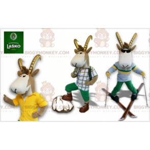 BIGGYMONKEY™ Mascot Costume Gray and White Chamois with Horns -