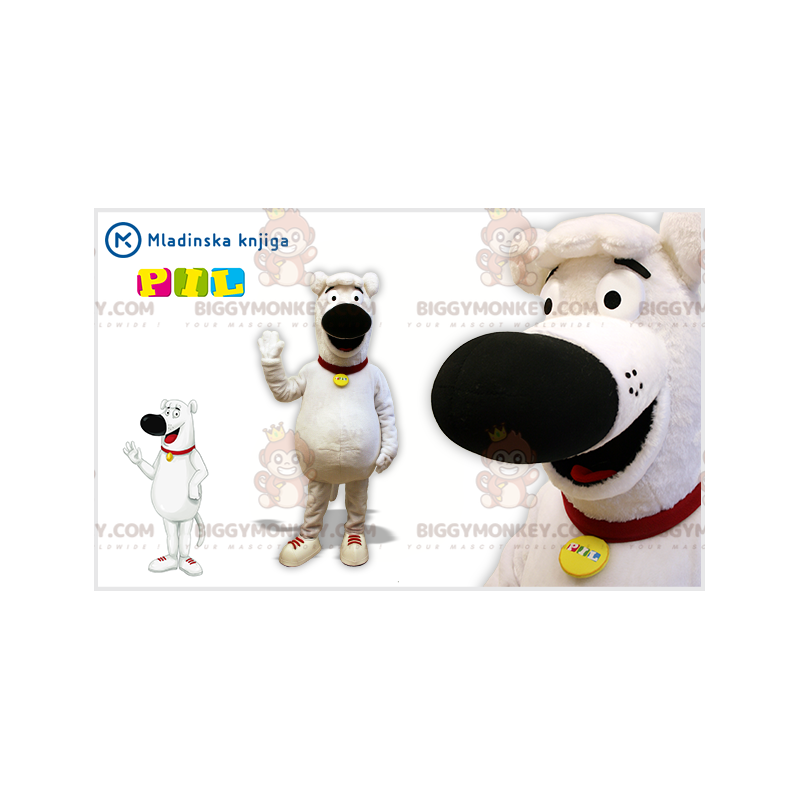 Costume mascotte BIGGYMONKEY™ cane bianco e nero. costume da