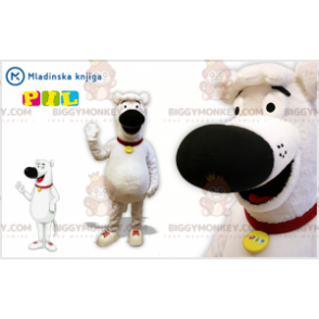 Costume de mascotte BIGGYMONKEY™ de chien blanc et noir.