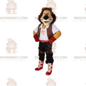 BIGGYMONKEY™ Trefärgad lejonmaskotdräkt med smarta kläder -