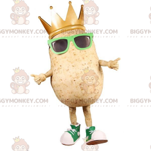 Kostým maskota Giant Potato BIGGYMONKEY™ s brýlemi a korunou –