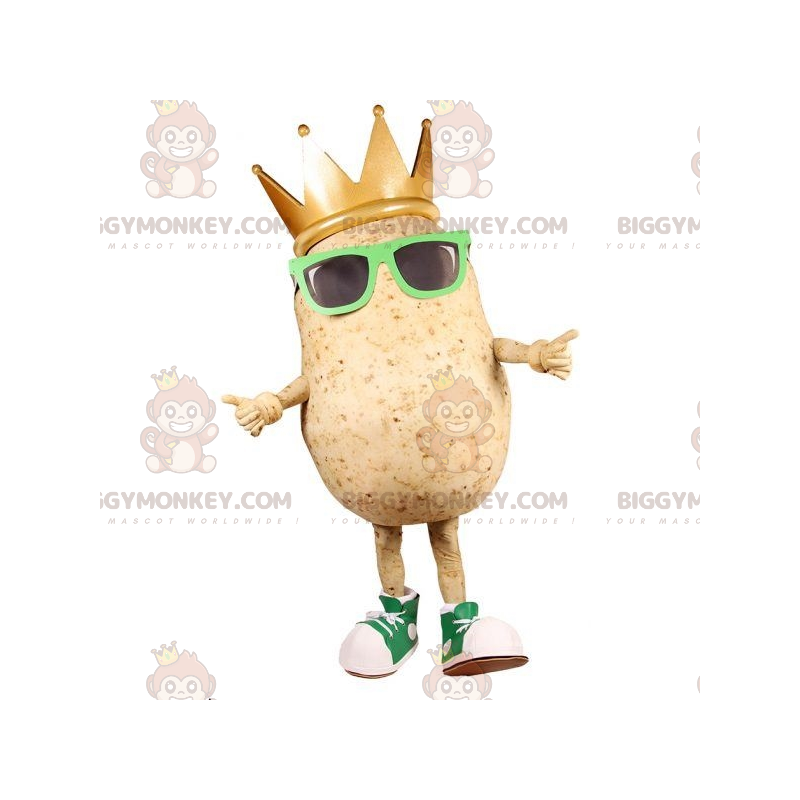 Giant Potato BIGGYMONKEY™ mascottekostuum met bril en kroon -
