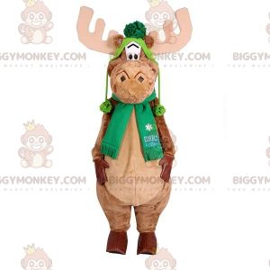 Caribou Elk BIGGYMONKEY™ mascottekostuum met sjaal en muts -