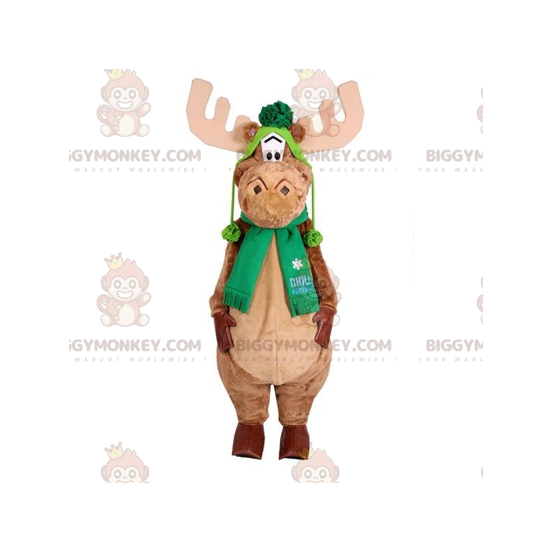 Caribou Elk BIGGYMONKEY™ maskotkostume med tørklæde og hat -