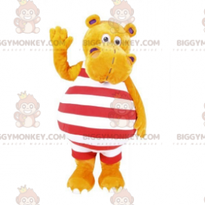 BIGGYMONKEY™ Mascot Costume of Yellow Hippo with Red and White