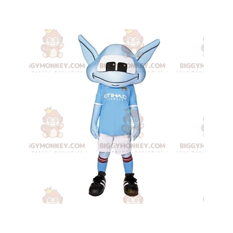 Blauwe Alien BIGGYMONKEY™ mascotte kostuum sportkleding -