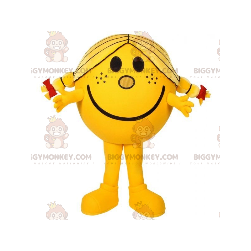 BIGGYMONKEY™ mascottekostuum Mrs Happiness Geel karakter Mr Mrs