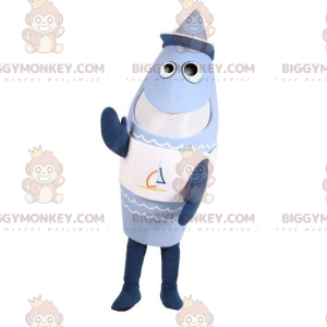 Divertido disfraz de mascota tiburón gigante pez azul