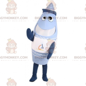 Costume de mascotte BIGGYMONKEY™ de poisson bleu de requin