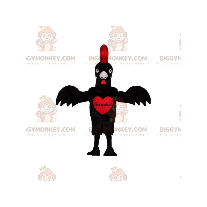 BIGGYMONKEY™ Costume da mascotte Gallo gigante nero e rosso con