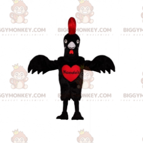 BIGGYMONKEY™ Costume da mascotte Gallo gigante nero e rosso con